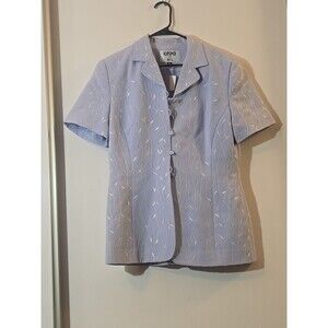 Vintage 9Os Kasper ASL Baby Pastel Blue Embroidery Solid Pint Midi Skirt W/Top